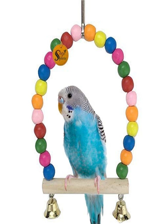 Sage Square Natural Wood Hanging Swing Toy Cage Accessories for Cockatiel, Lovebird, Budgerigar, African Grey, Parrot, Canary, Budgeri Bird (Small, Medium & Large Bird) - Image 1